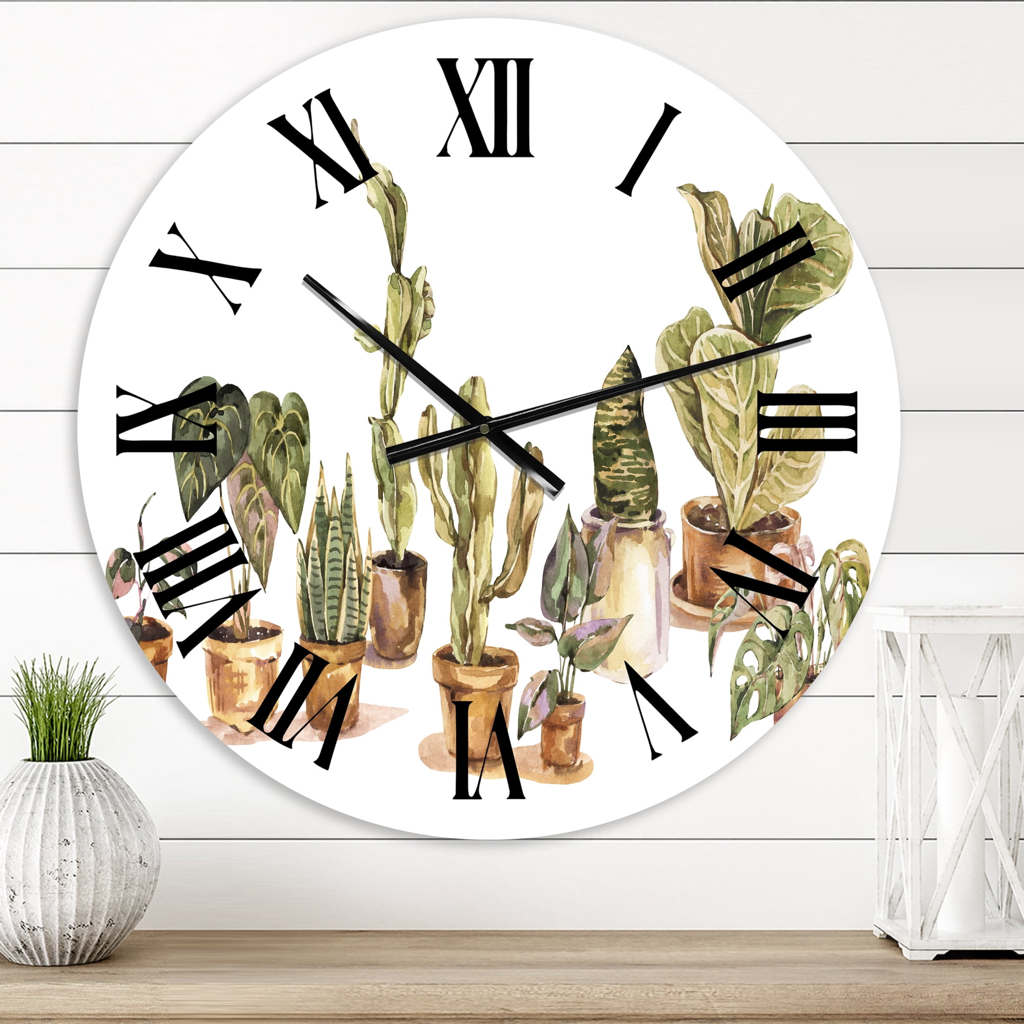 Designart 'Indoor House Plants Urban Jungle I' Traditional Wall Clock