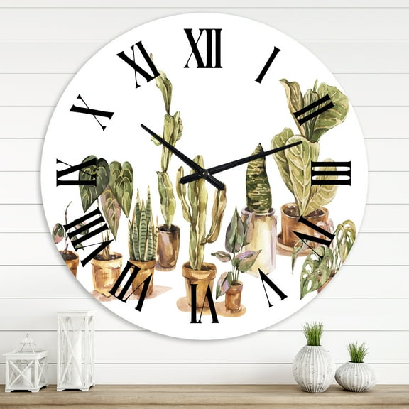 Designart 'Indoor House Plants Urban Jungle I' Traditional Wall Clock