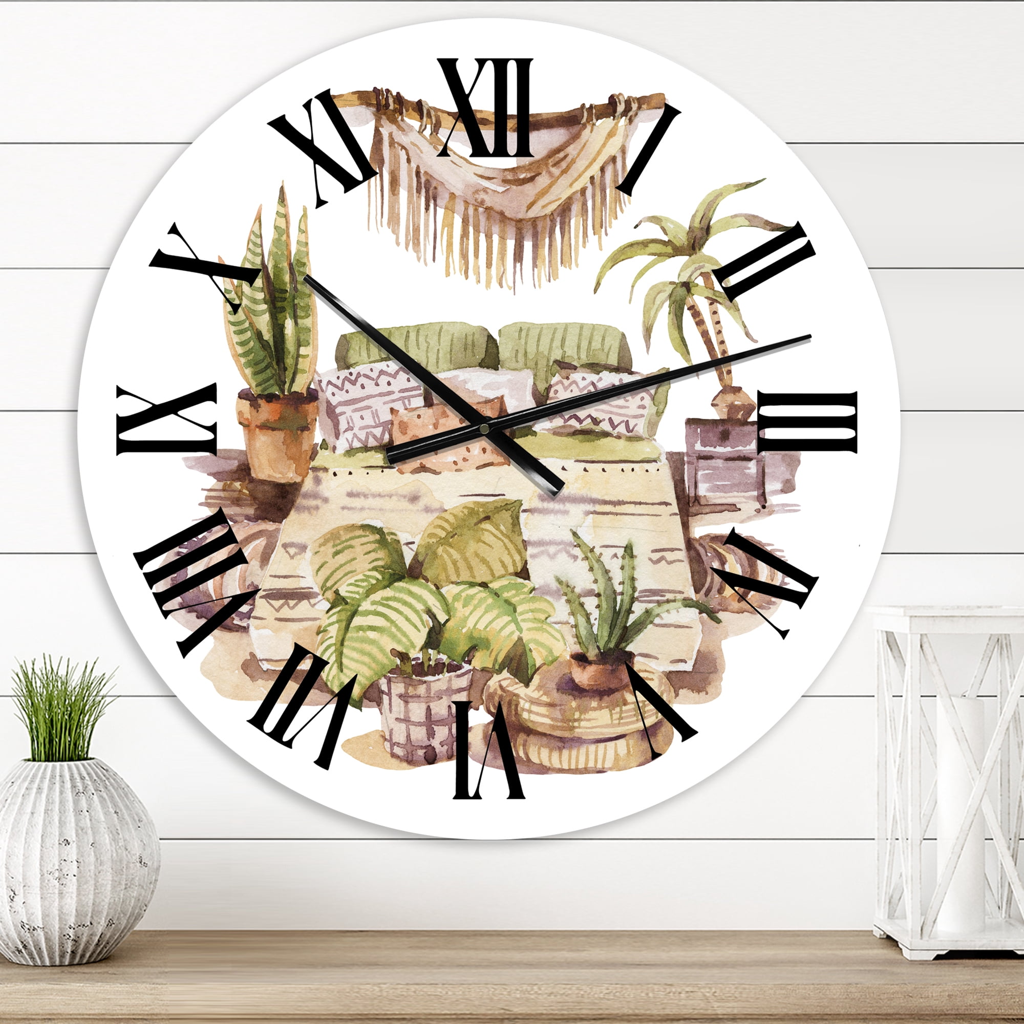 Designart 'Indoor House Plants Urban Jungle Iv' Traditional Wall Clock