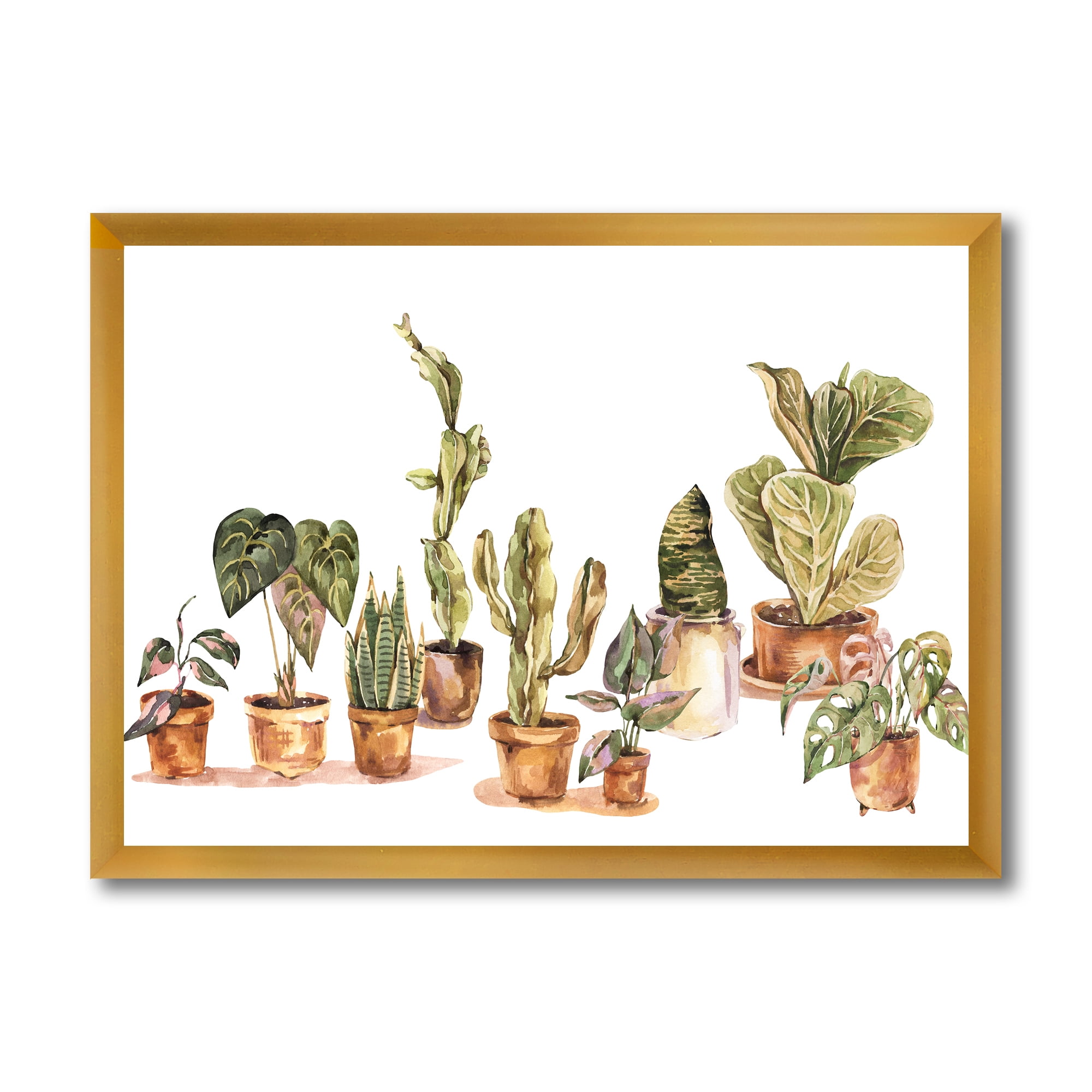 Designart 'Indoor House Plants Urban Jungle in Flowerpots I' Traditional Framed Art Print