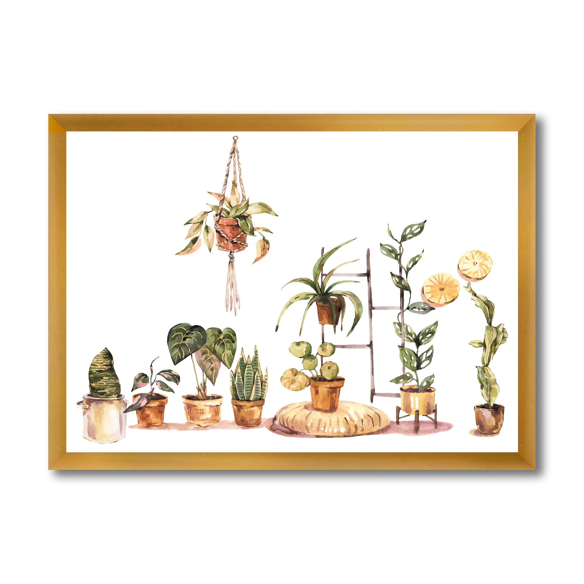 Designart 'Indoor House Plants Urban Jungle in Flowerpots II' Traditional Framed Art Print