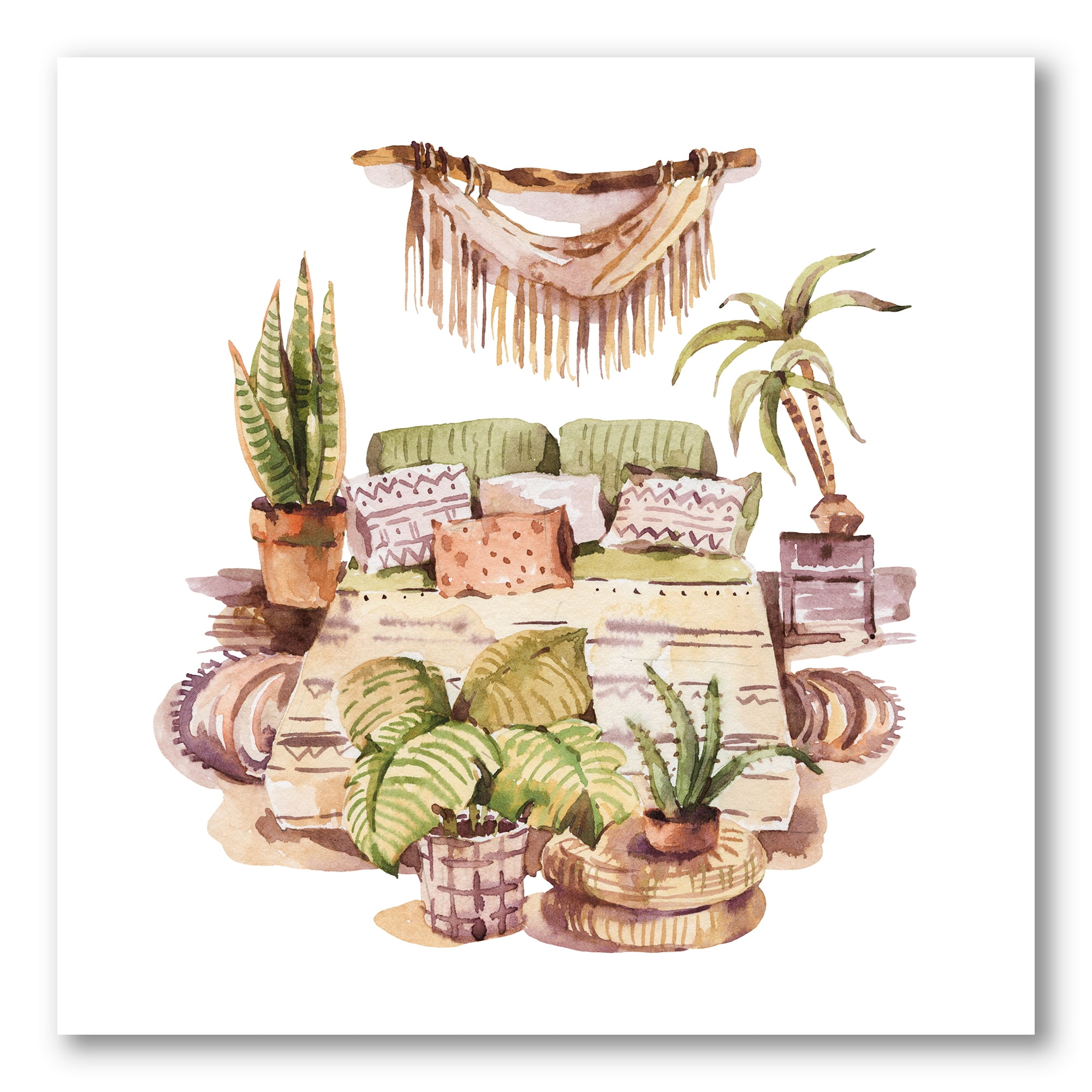 Designart ' Indoor House Plants Urban Jungle in Flowerpots IV ' Traditional Canvas Wall Art Print
