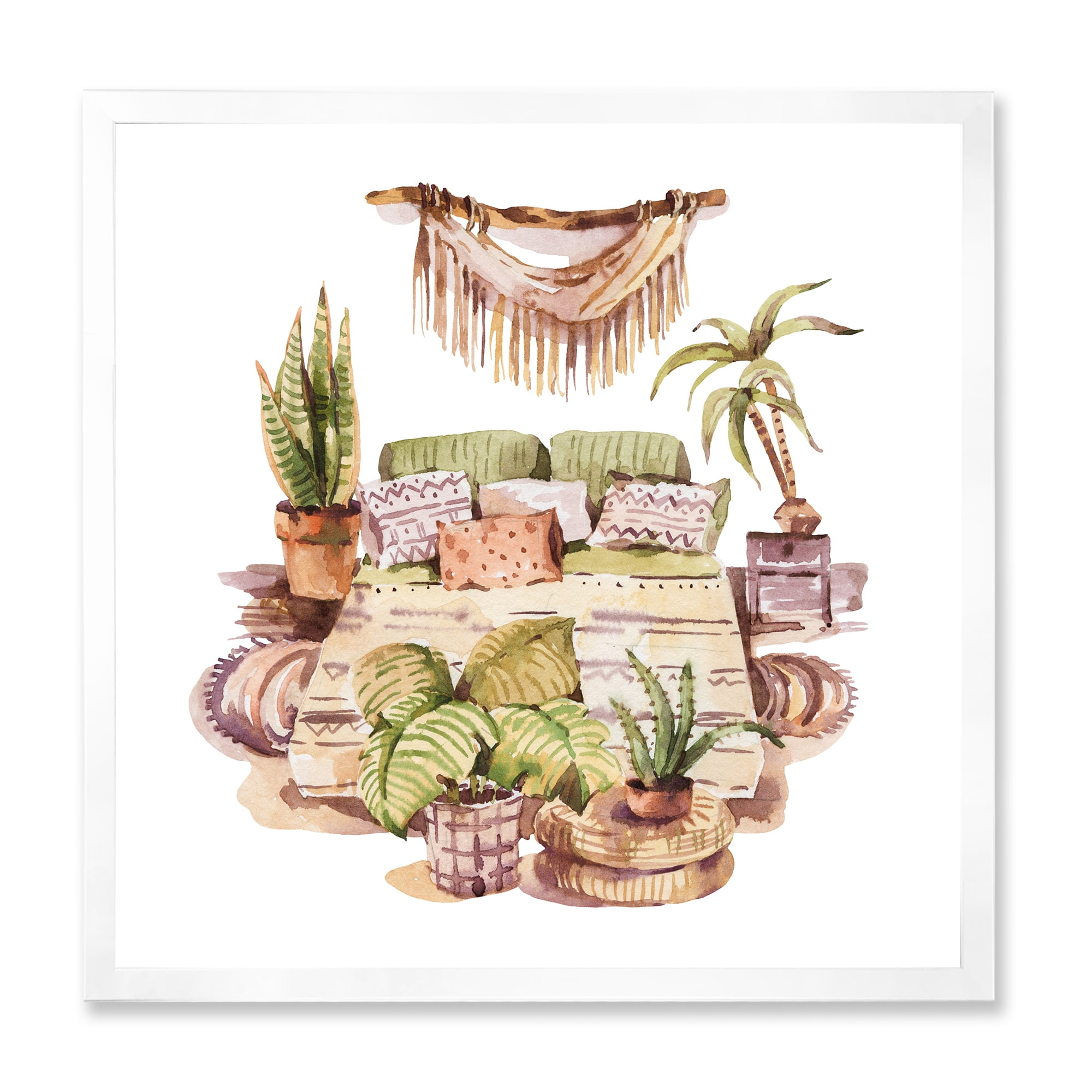 Designart 'Indoor House Plants Urban Jungle in Flowerpots IV' Traditional Framed Art Print