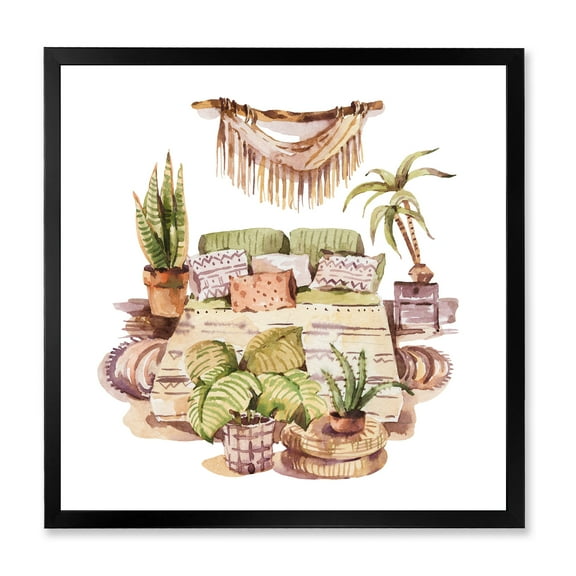 Designart 'Indoor House Plants Urban Jungle in Flowerpots IV' Traditional Framed Art Print