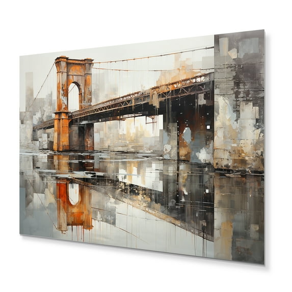 Designart "Industrial Crossings Grey Bridge" Architecture Metal Wall Art