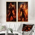 thumbnail image 1 of Designart "Infernal Adversary II" Superheros Framed Wall Art Set Of 2 - Orange Abstract Gallery Wall Frame Set For Home Decor, 1 of 7