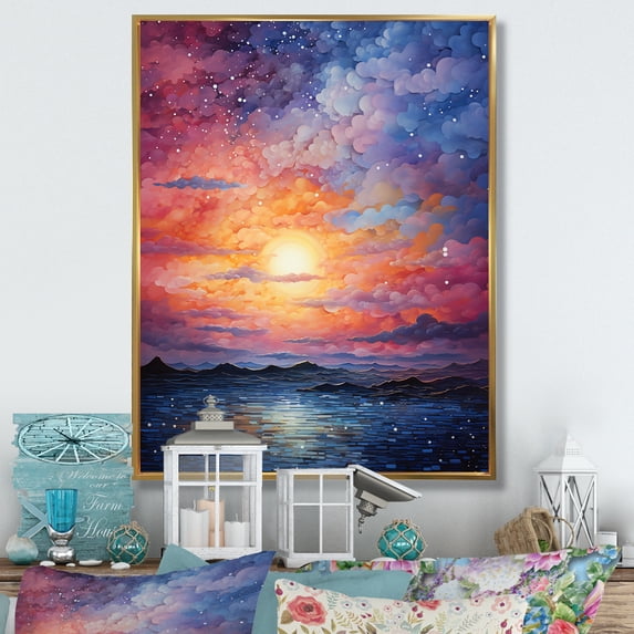 Designart "Infinite Horizons Colorful Sky Photo I" Nautical & Beach Floater Framed Canvas Wall Art