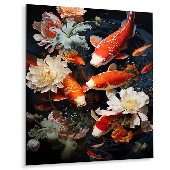 Designart "Infinite Koi Asian Painting I" Asian Art Metal Wall Decor