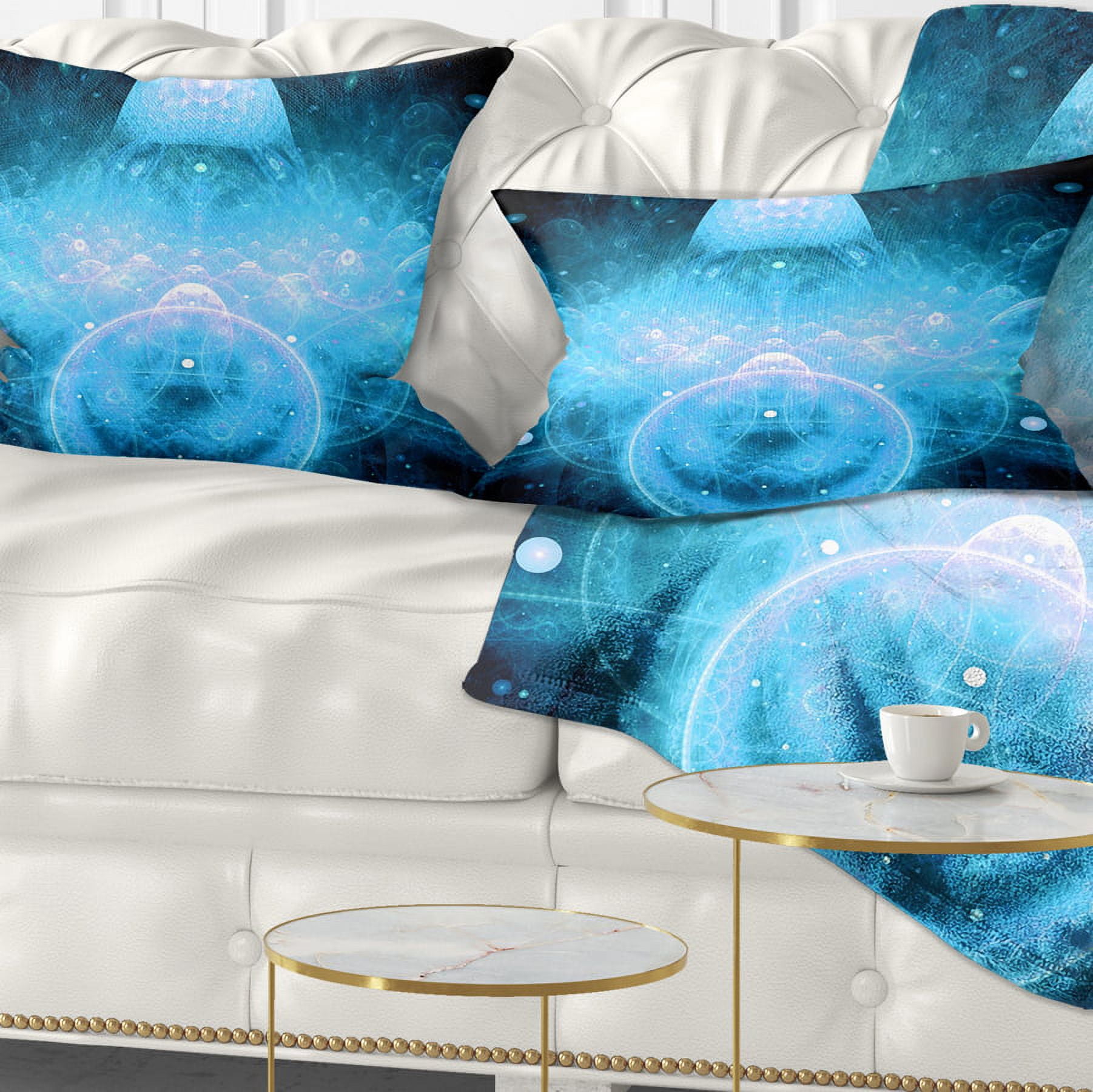 Designart Infinite Light Blue Universe - Floral Throw Pillow - 12x20