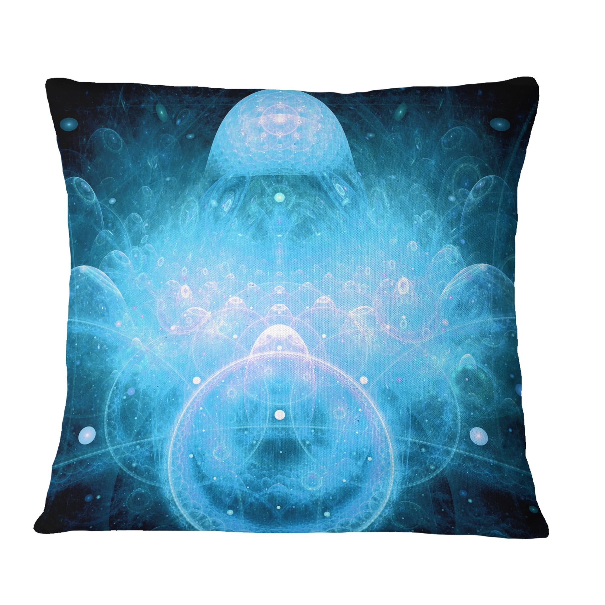 Designart Infinite Light Blue Universe - Floral Throw Pillow - 16x16