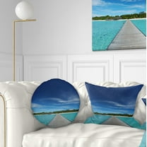 Designart Infinite Sea Pier - Seascape Photography Throw Pillow - 12x20