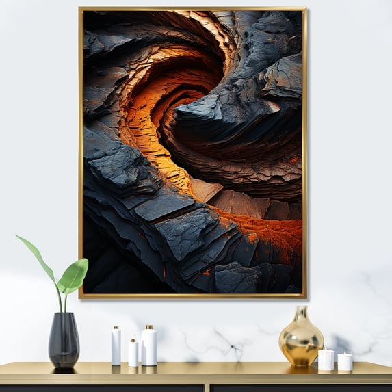 Designart "Inflection Spiral With An Infernal Touch IV" Abstract Spirals Floater Framed Canvas Art Print