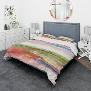 Designart 'Influence of Line and Color Gold Bright' Geometric Duvet Cover Set