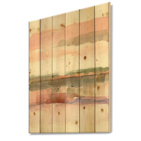 Designart 'Influence of Line and Color' Traditional Floral Print on Natural Pine Wood
