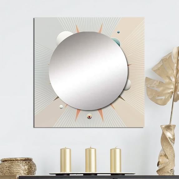 Designart "Ingenious Reverie Vintage Mandala On White X" Abstract Spirals Square Mirror For Wall Decor - Large White Square Printed Wall Mirror Art - Wall Mounted Square Mirror