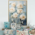 thumbnail image 1 of Designart "Ink-Blot Blooms: White And Blue Mums" Chrysanthemums Floater Framed Wall Decor, 1 of 5