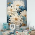 thumbnail image 1 of Designart "Ink-Blot Blooms: White And Blue Mums II" Chrysanthemums Wall Decor, 1 of 7