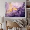 thumbnail image 1 of Designart "Ink Clouds of Purple and Gold Marble I" Fractals Metal Art Living Room, 1 of 5