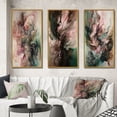 thumbnail image 1 of Designart "Inner Worlds of Marble Pink and Green III" Modern Geometric Framed Wall Art Set Of 3 - Pink Abstract Frame Canvas Set For Living Room Decor, 1 of 7