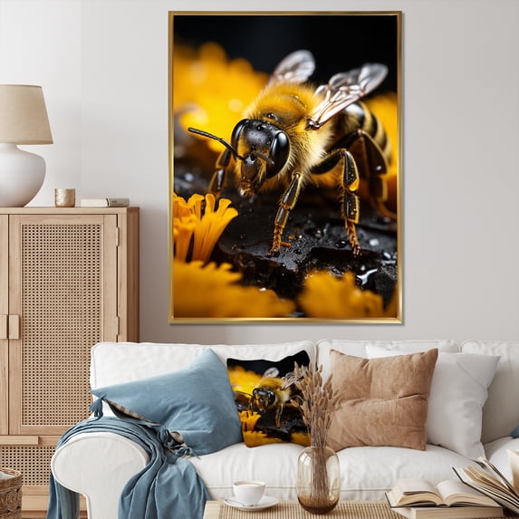 Designart "Insect Diligent Laborer" Animals Floater Framed Canvas Wall Art