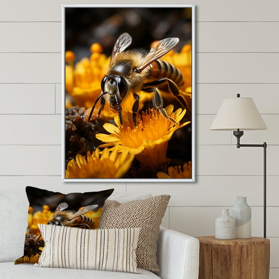 Designart "Insect Humming Existence" Animals Floater Framed Wall Decor