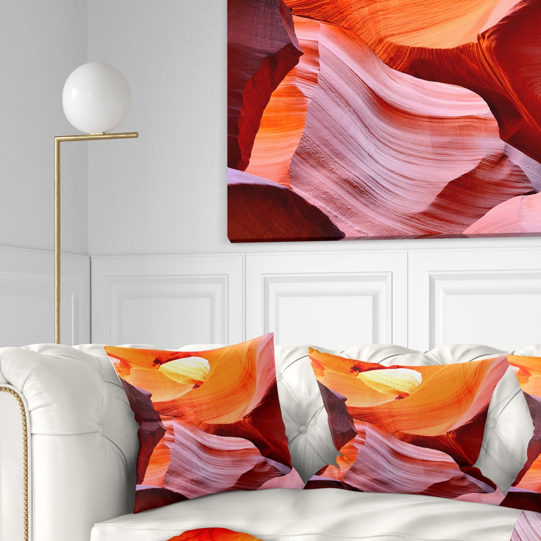 Designart Inside Upper Antelope Canyon - Landscape Photography Throw Pillow - 18x18