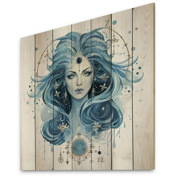 Designart "Insights of the Zodiac I" Astrology Print on Natural Pine Wood