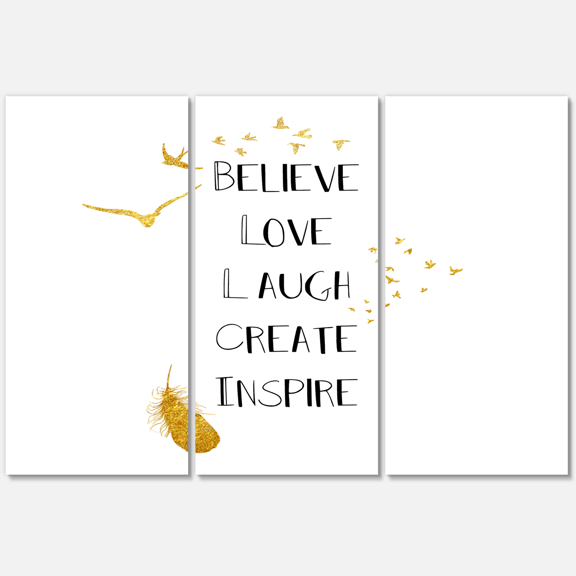 Designart ' Inspirational Quote On Gold and White ' Traditional Canvas Wall Art Print