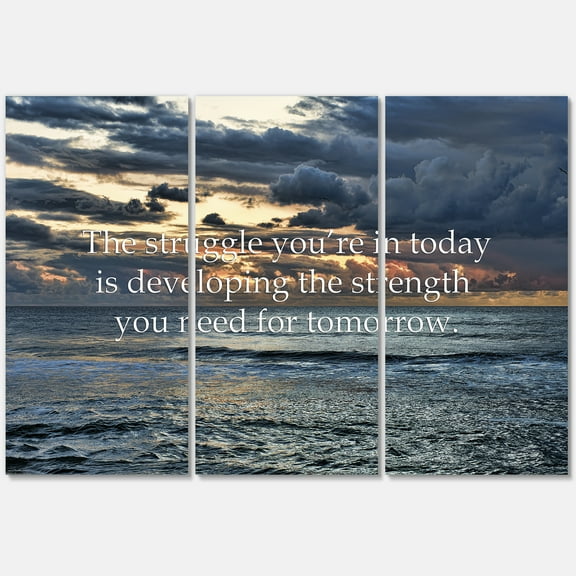 Designart ' Inspirational Quote and Ocean ' Nautical & Coastal Canvas Wall Art Print