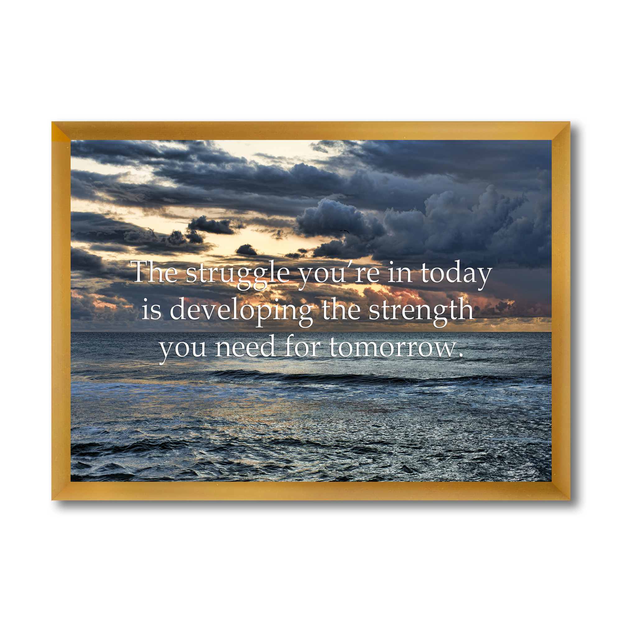 Designart 'Inspirational Quote and Ocean' Nautical & Coastal Framed Art Print