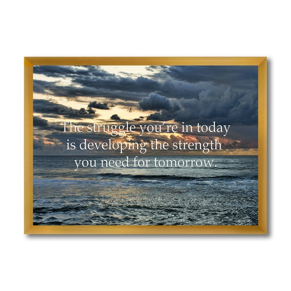Designart 'Inspirational Quote and Ocean' Nautical & Coastal Framed Art Print