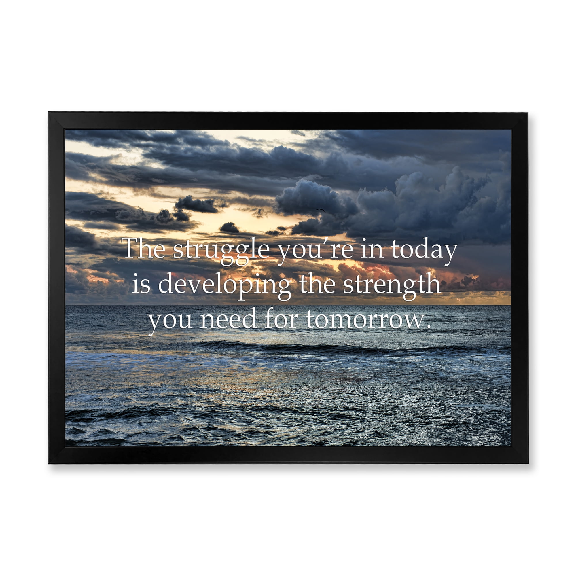 Designart 'Inspirational Quote and Ocean' Nautical & Coastal Framed Art Print