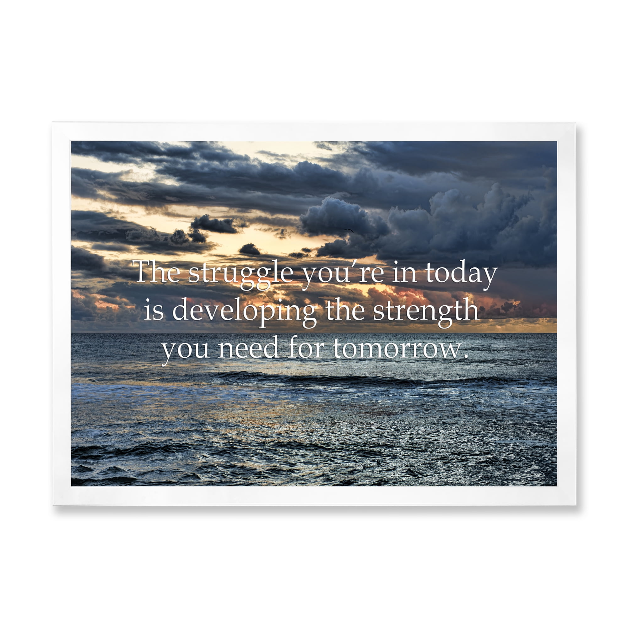 Designart 'Inspirational Quote and Ocean' Nautical & Coastal Framed Art Print