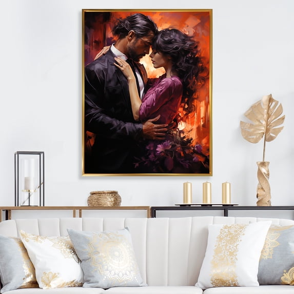 Designart "Intense Tango Passion in Music II" Entertainment Floater Framed Wall Decor