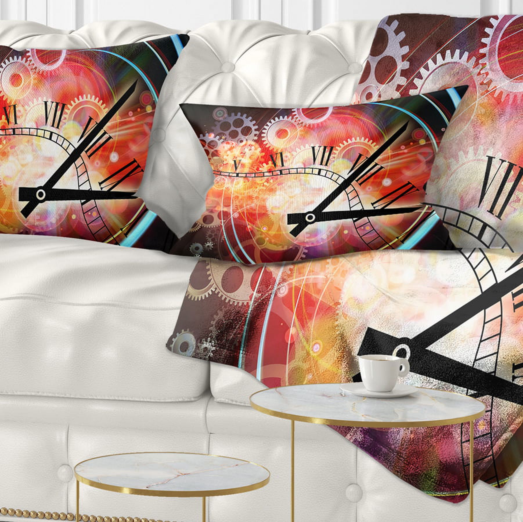 Designart Interesting Clock - Contemporary Throw Pillow - 12x20