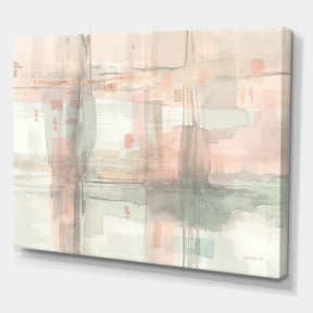 Designart 'Intersect II Grey' Pink Modern Premium Canvas Wall Art
