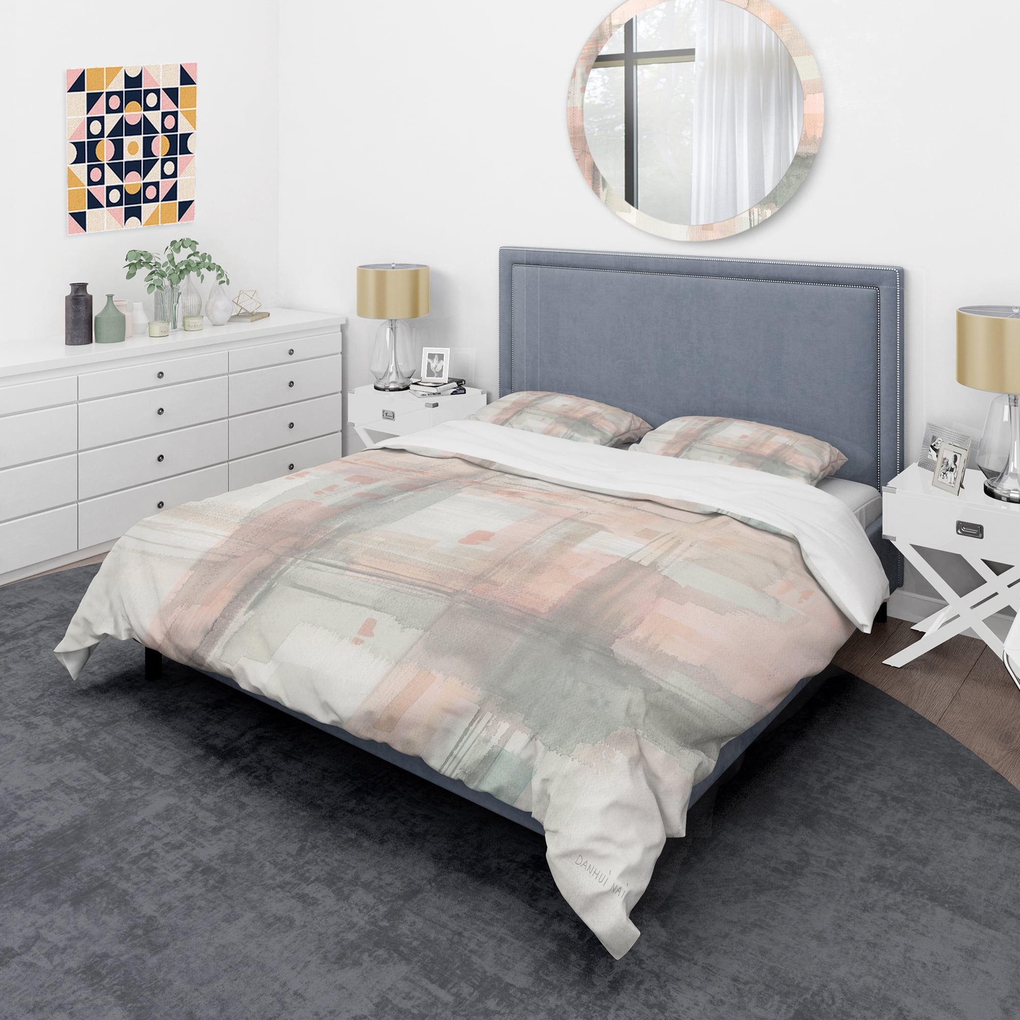 Designart 'Intersect II Grey' Shabby Duvet Cover Set