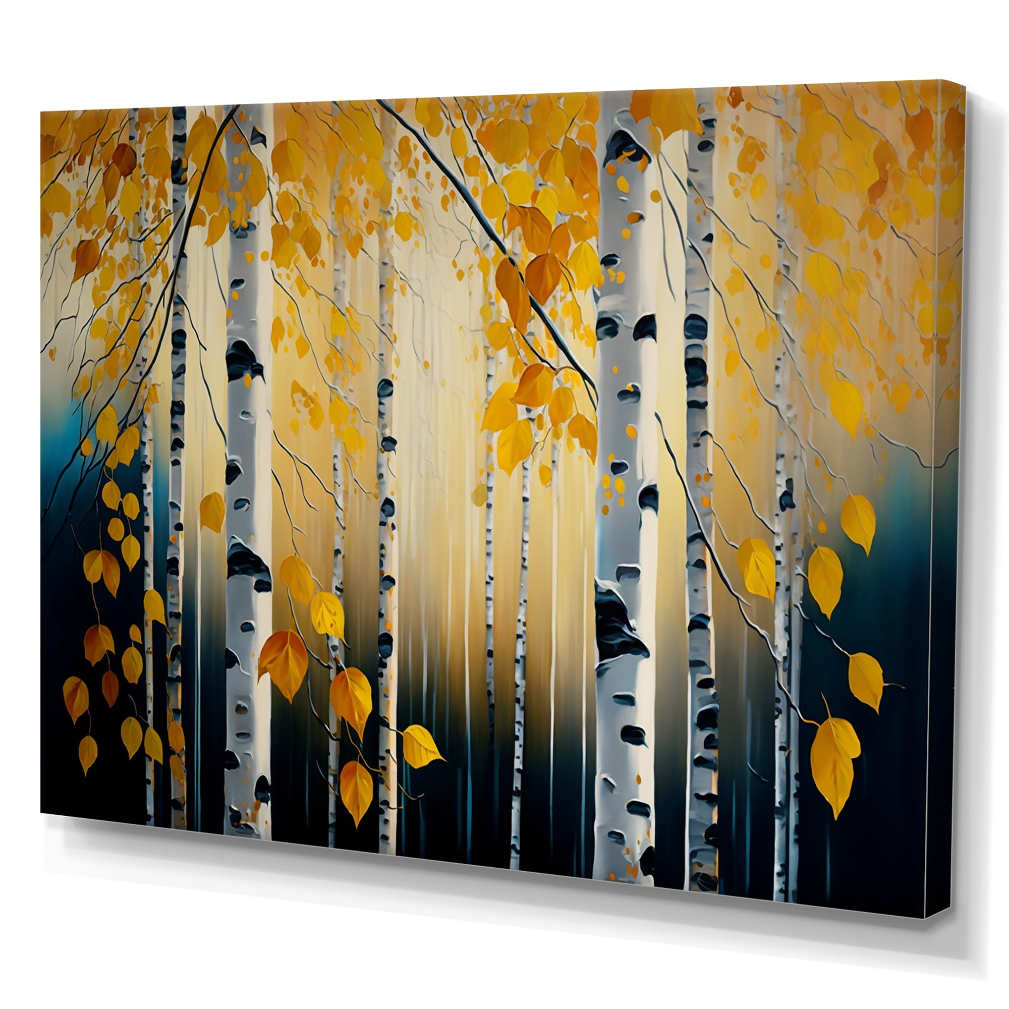 Designart Into A Golden Birch Forest I Canvas Wall Art