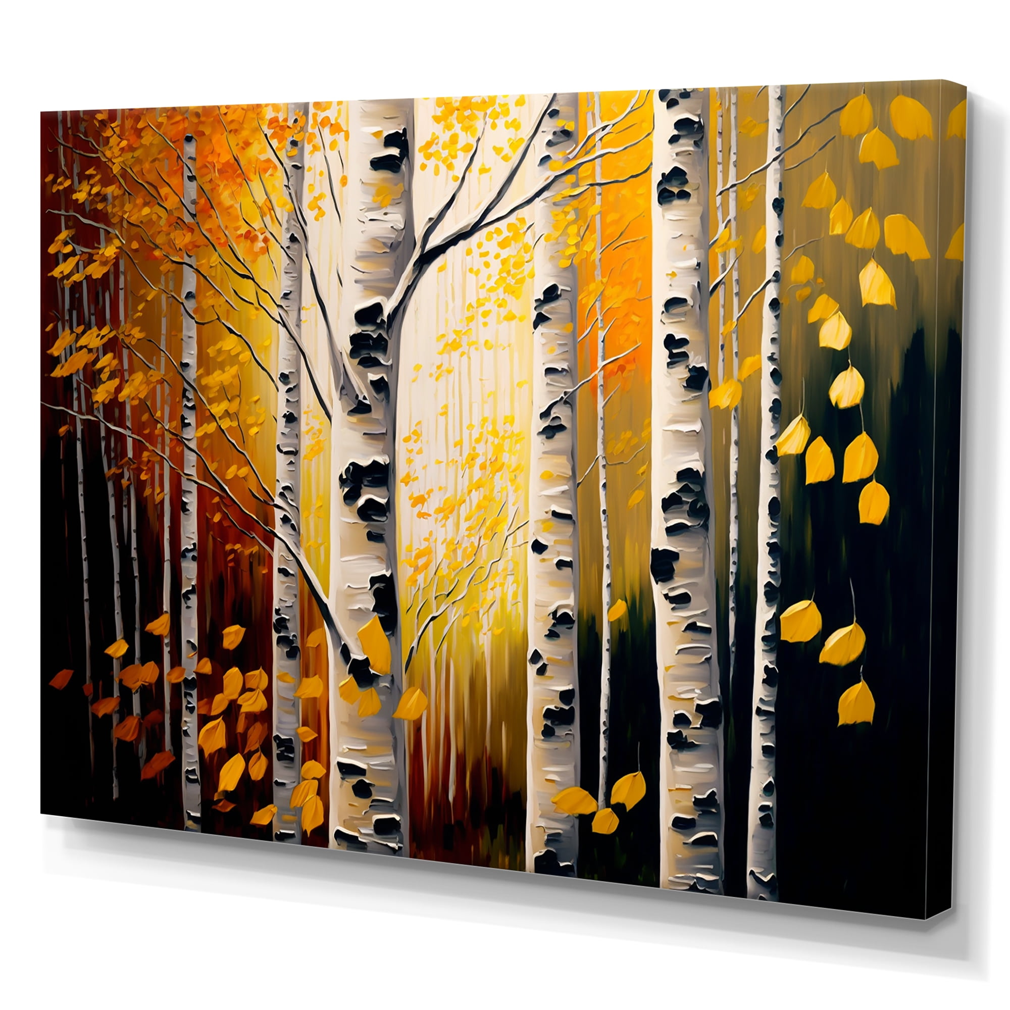 Designart Into A Golden Birch Forest III Canvas Wall Art