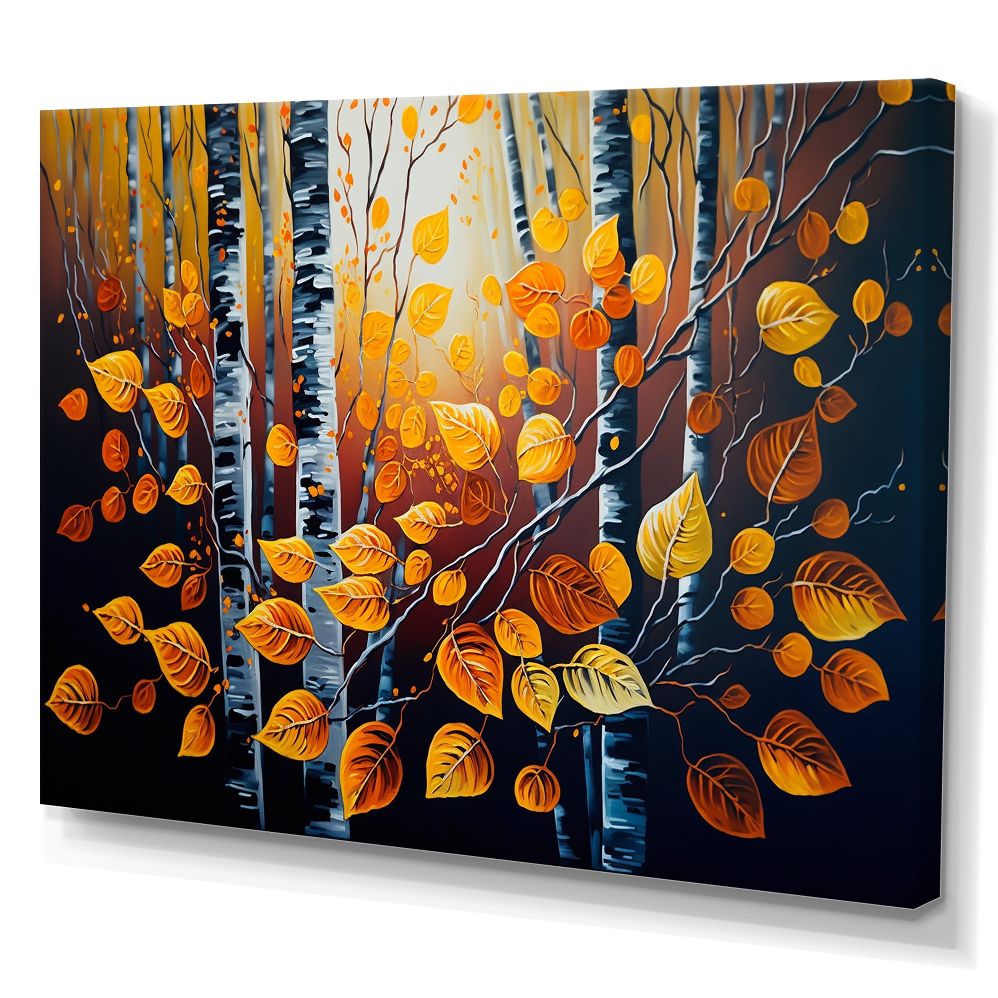 Designart Into A Golden Birch Forest IV Canvas Wall Art