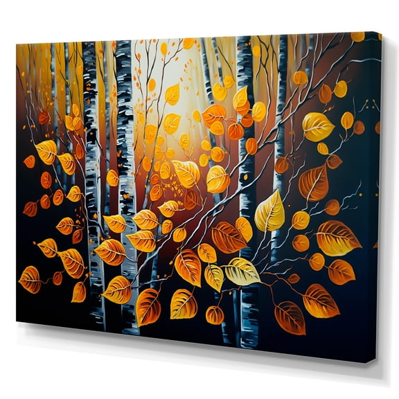Designart Into A Golden Birch Forest IV Canvas Wall Art