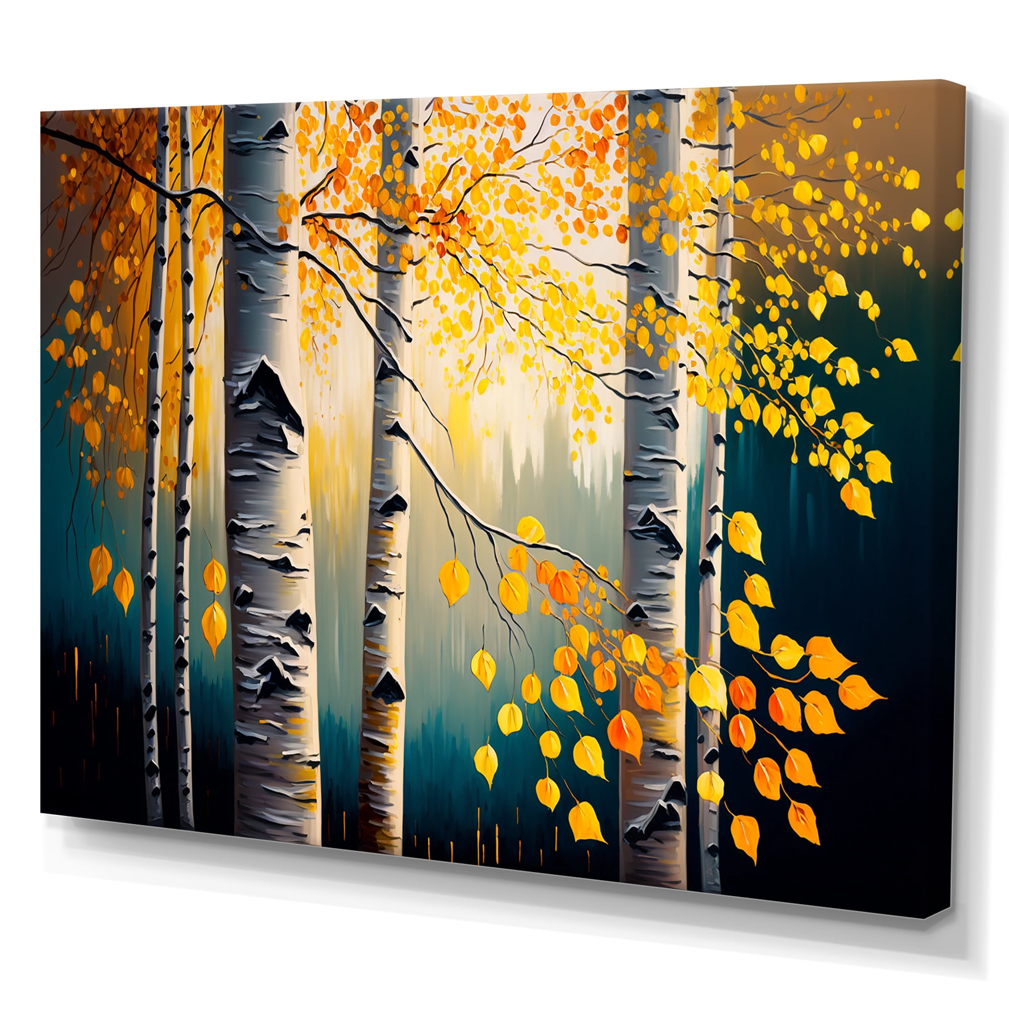 Designart Into A Golden Birch Forest V Canvas Wall Art