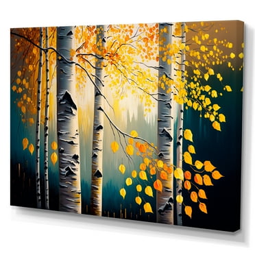 Designart Into A Golden Birch Forest V Canvas Wall Art