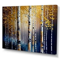 Designart Into A Golden Birch Forest VII Canvas Wall Art