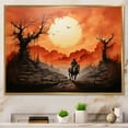 thumbnail image 1 of Designart "Into The Cowboy Riding wall art II" Cowboys Floater Framed Wall Art Living Room, 1 of 7