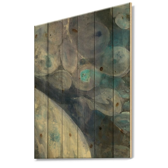 Designart 'Into The Indigo Blue Stream I' Abstract Print on Natural Pine Wood