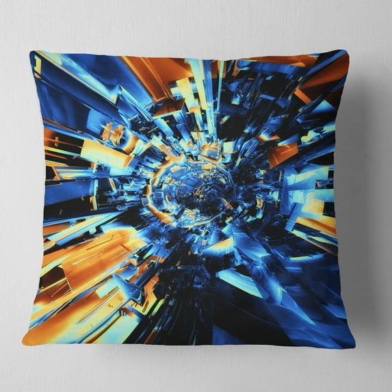 Designart Into the Center Blue Fractal Design - Abstract Throw Pillow - 18x18