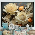 thumbnail image 1 of Designart "Intricate Ivory Florals" Flowers Floater Framed Canvas Prints, 1 of 5