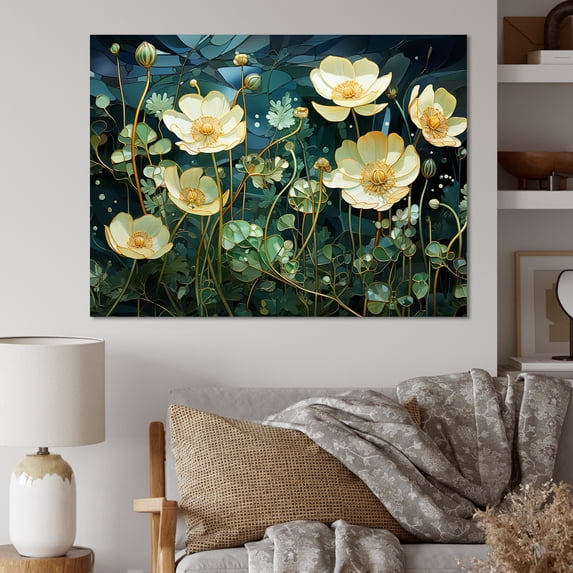 Designart "Intricately Rendered Buttercups I" Buttercups Canvas Wall Art