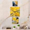 thumbnail image 1 of Designart "Intuitive Expressions in Blue and Yellow II" Abstract Print Oversized Wall Clock - Set Of 3 - Multipanel Contemporary Clock For Living Room Décor - Large Vertical Clock, 1 of 6